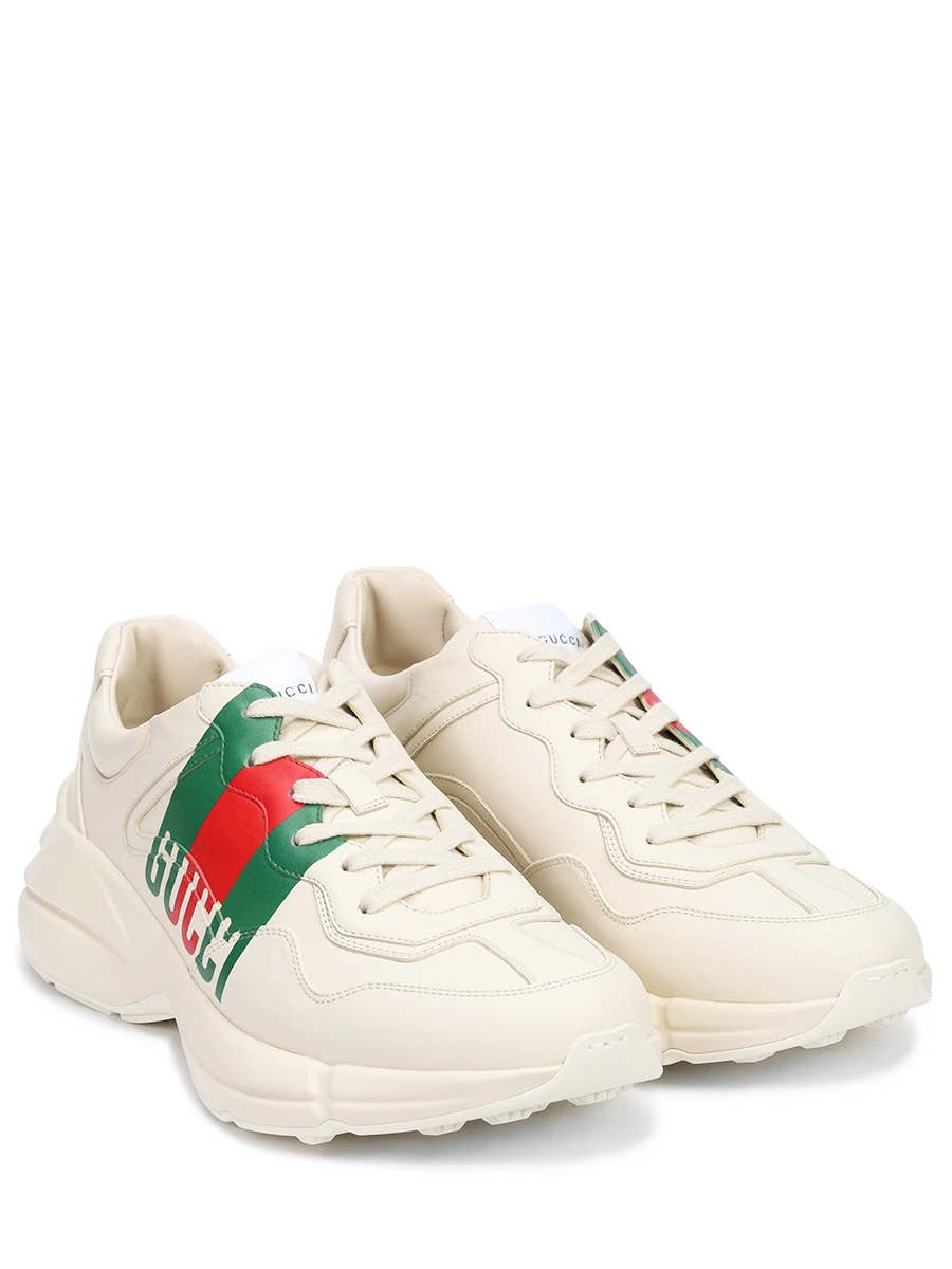 Кроссовки кожаные Rhyton GUCCI 816179UPG009522 Бежевый  Фото 2