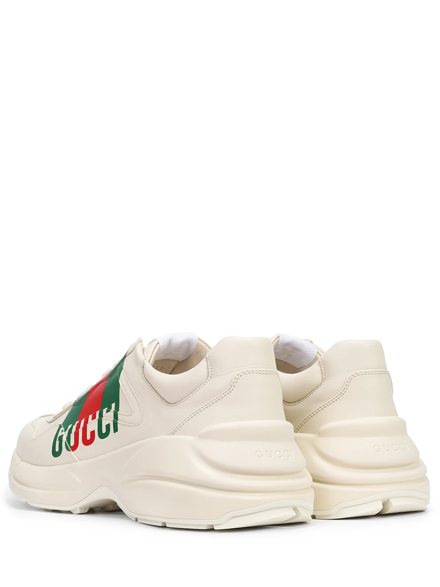 Кроссовки кожаные Rhyton GUCCI 816179UPG009522 Бежевый  Фото 4