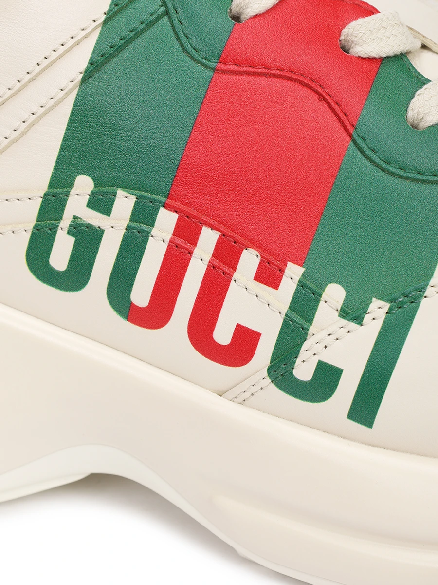 Кроссовки кожаные Rhyton GUCCI 816179UPG009522 Бежевый  Фото 5