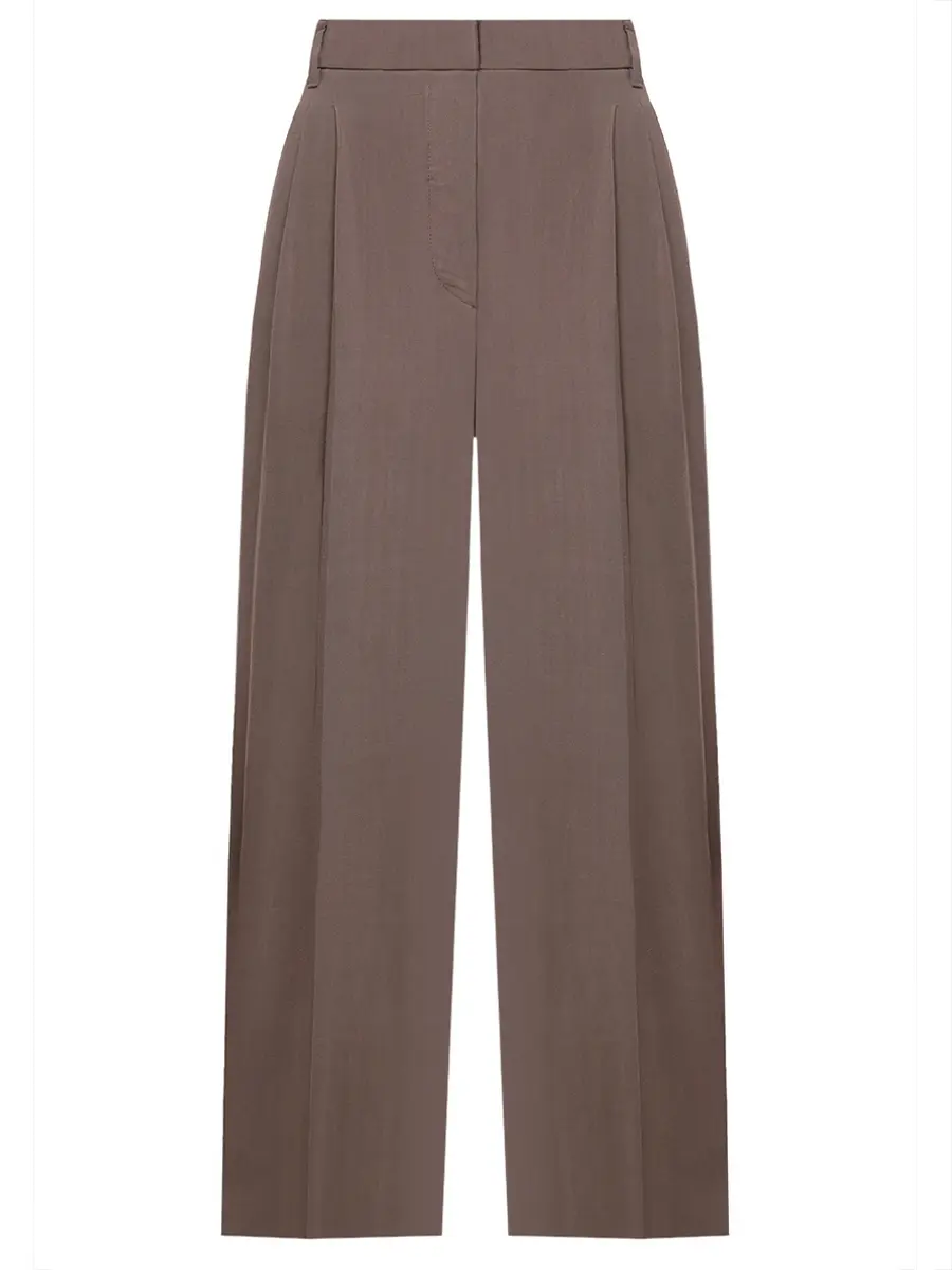 Брюки из вискозы и льна BRUNELLO CUCINELLI MH126P8669 C2925 Коричневый 