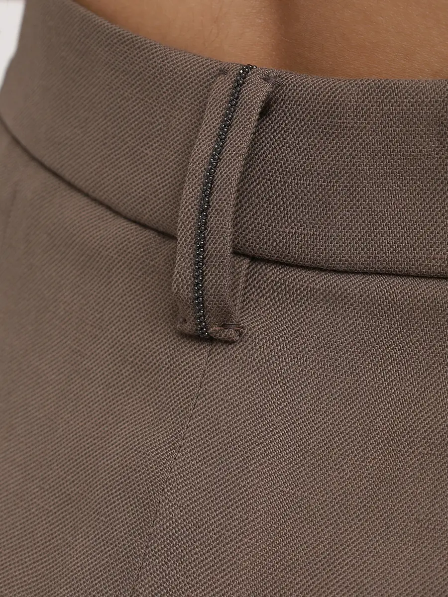 Брюки из вискозы и льна BRUNELLO CUCINELLI MH126P8669 C2925 Коричневый  Фото 6