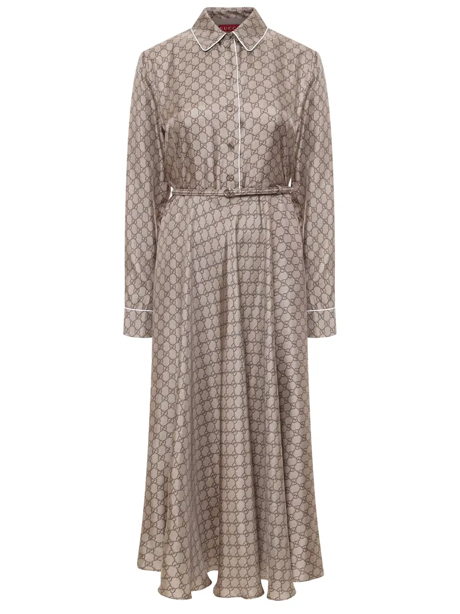 

Платье шелковое, Бежевый, 813259Z8BWV2237