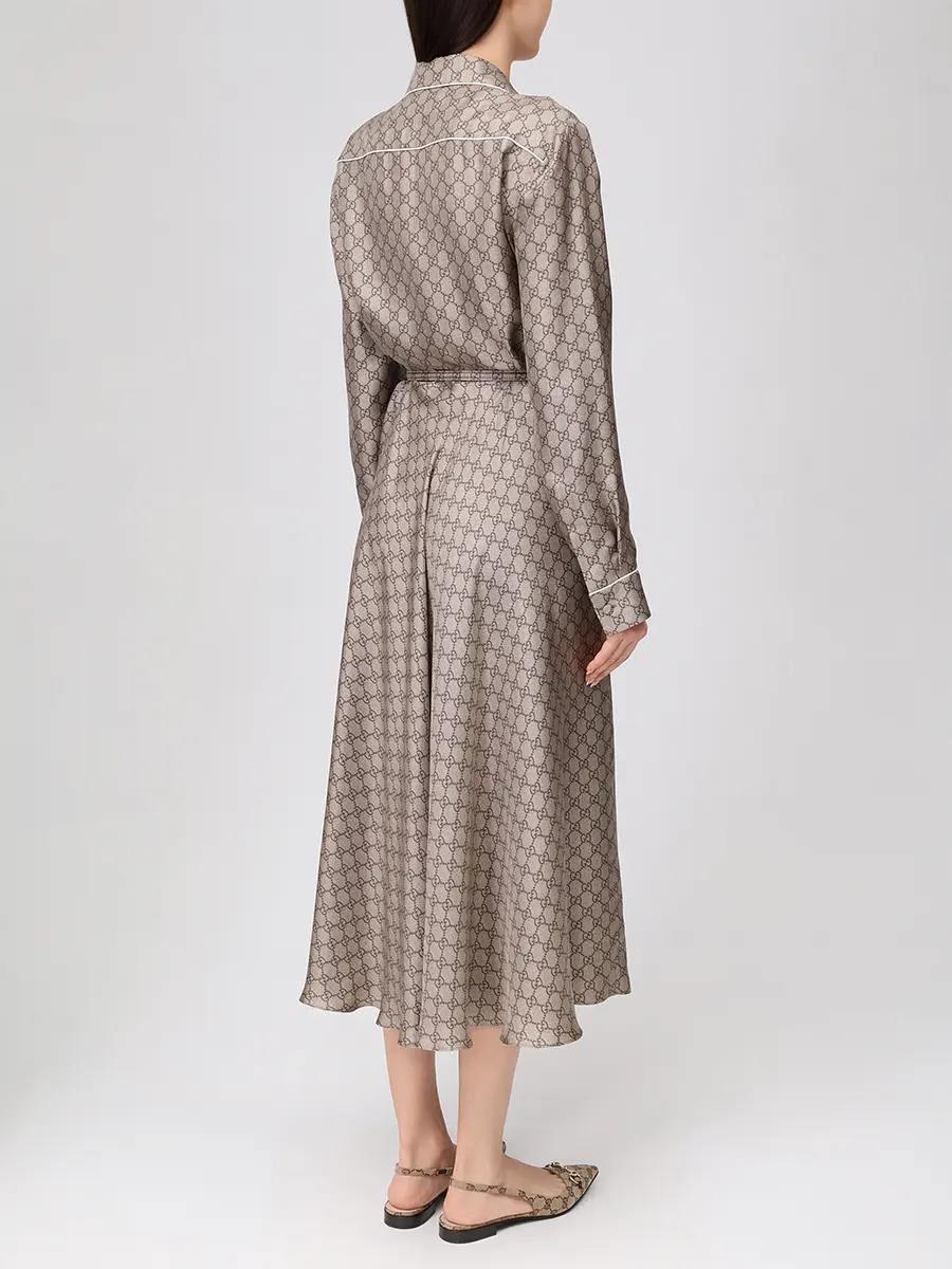 Платье шелковое GUCCI 813259Z8BWV2237 Бежевый  Фото 3