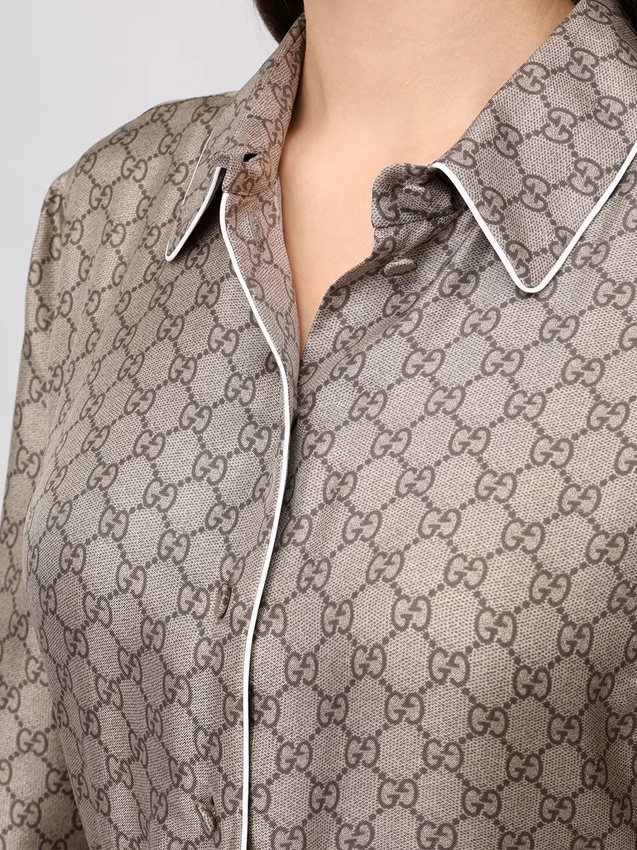 Платье шелковое GUCCI 813259Z8BWV2237 Бежевый  Фото 5