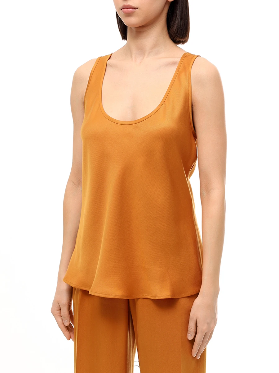 Топ из тенселя LAROOM Basic-2427-10 Горчичный Желтый  Фото 4