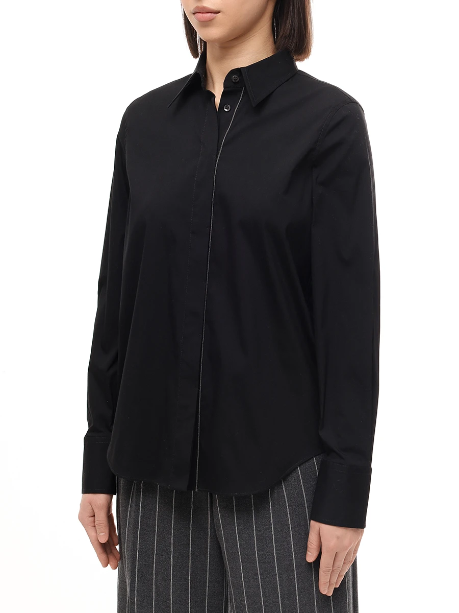 Рубашка хлопковая BRUNELLO CUCINELLI M0091MA626 C101 Черный  Фото 4