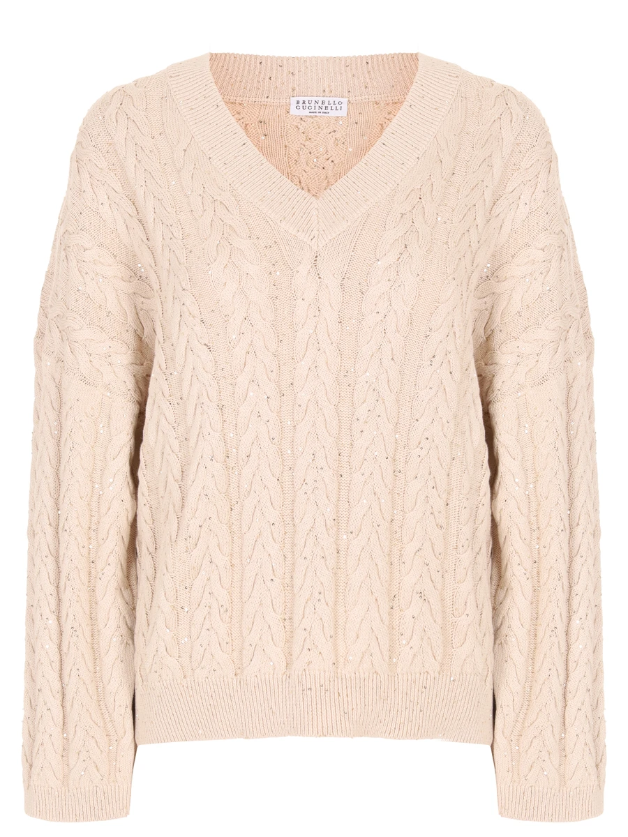 Джемпер хлопковый BRUNELLO CUCINELLI MDV798102 C9733 Бежевый 