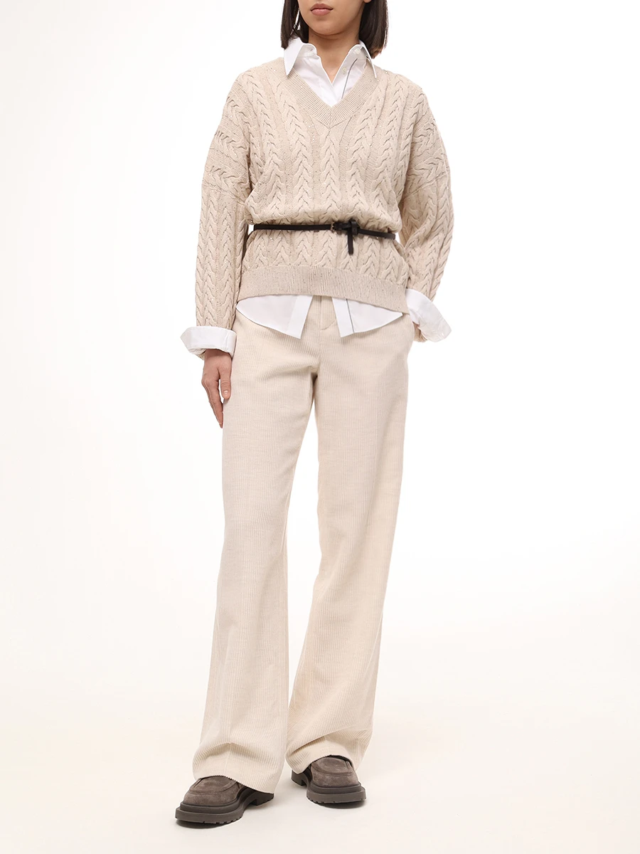 Джемпер хлопковый BRUNELLO CUCINELLI MDV798102 C9733 Бежевый  Фото 2