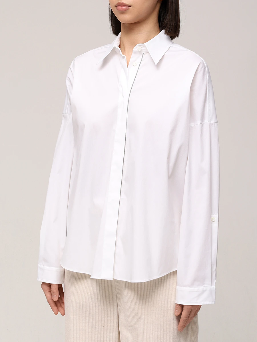 Рубашка хлопковая BRUNELLO CUCINELLI M0091MA636 C159 Белый  Фото 4