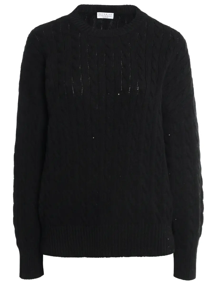 Джемпер хлопковый BRUNELLO CUCINELLI MDV797410 C101 Черный 