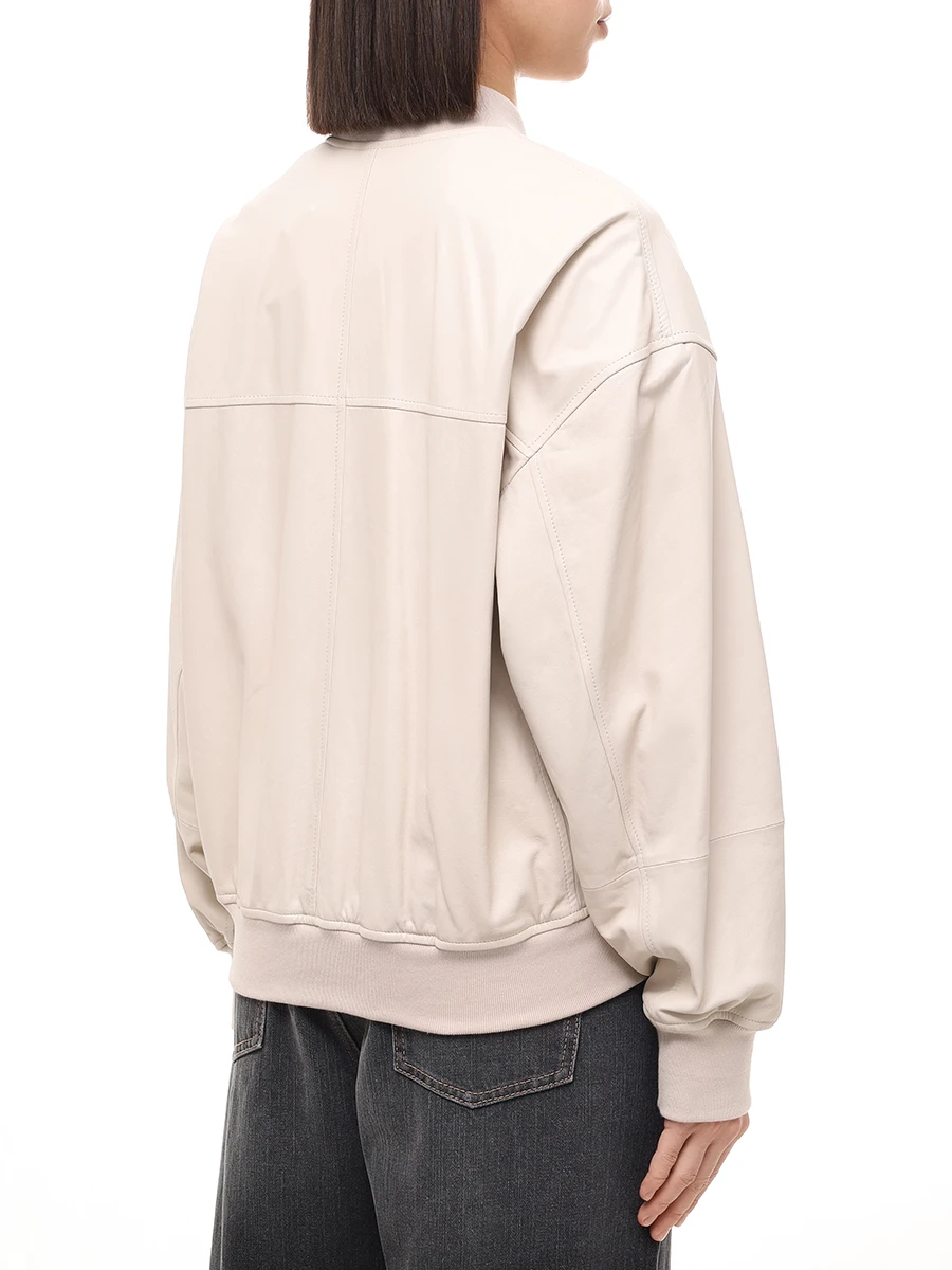 Куртка кожаная BRUNELLO CUCINELLI MPNGI2629 C7872 Бежевый  Фото 3