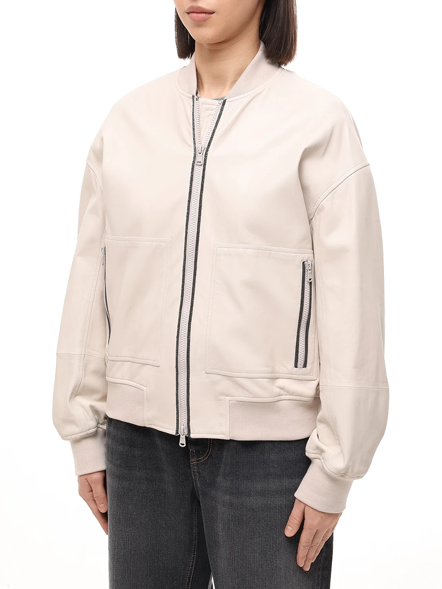 Куртка кожаная BRUNELLO CUCINELLI MPNGI2629 C7872 Бежевый  Фото 4