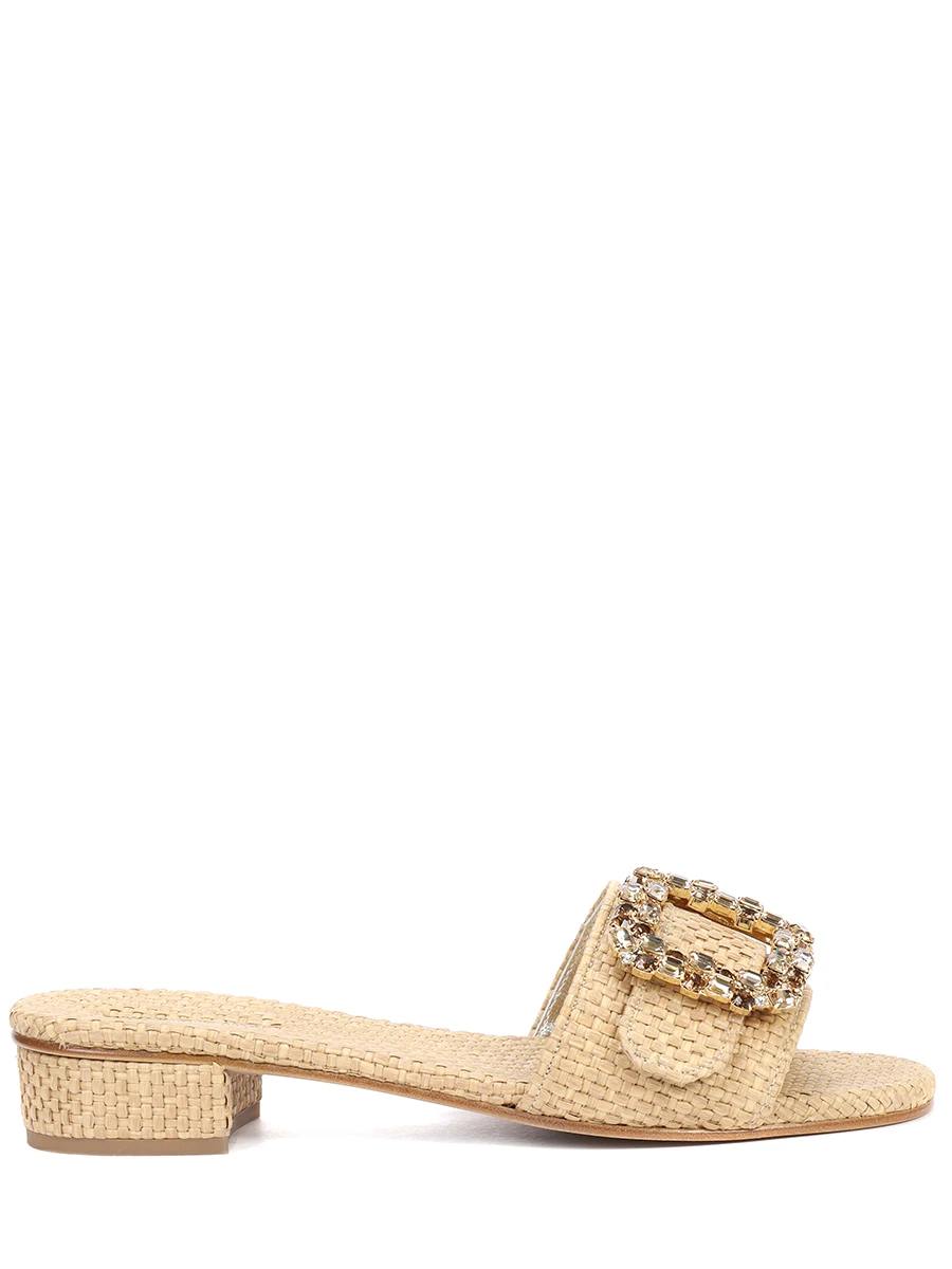 Шлепанцы из экорафии EMANUELA CARUSO CAPRI W03/CT25RAFIA5402CAMMELLO Мультиколор 