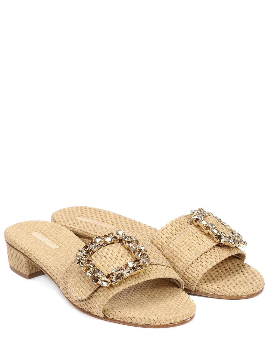 Шлепанцы из экорафии EMANUELA CARUSO CAPRI W03/CT25RAFIA5402CAMMELLO Мультиколор  Фото 2