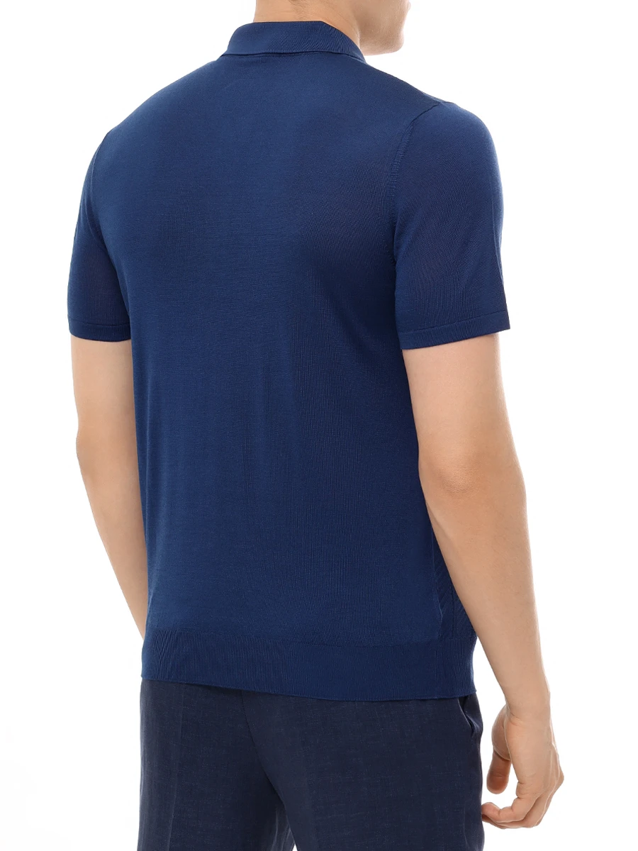 Поло шелковое BERTOLO LUXURY MENSWEAR 902445/002488/1059 Темно- Синий  Фото 3