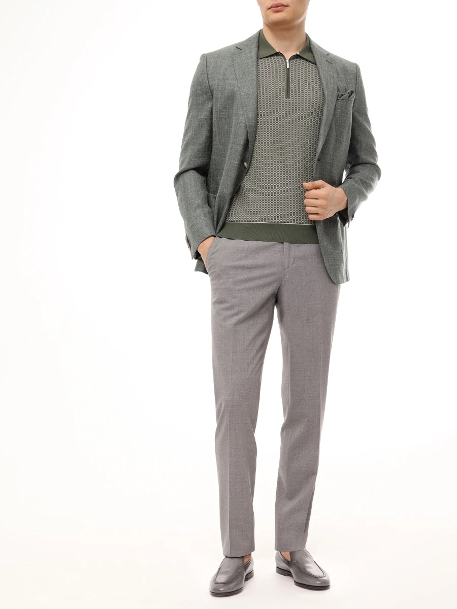 Поло хлопковое BERTOLO LUXURY MENSWEAR 902330/002421/0094 Хаки  Фото 2