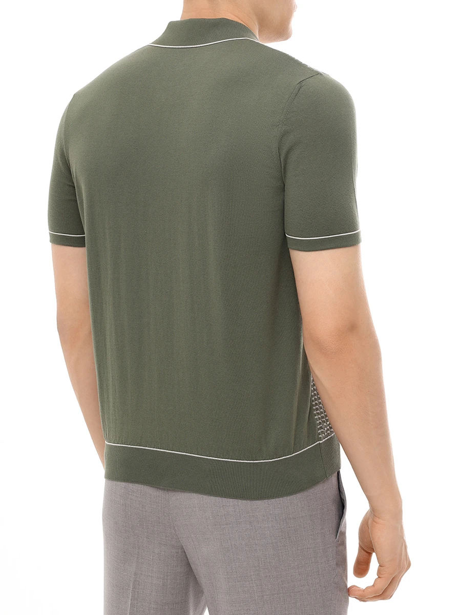 Поло хлопковое BERTOLO LUXURY MENSWEAR 902330/002421/0094 Хаки  Фото 3