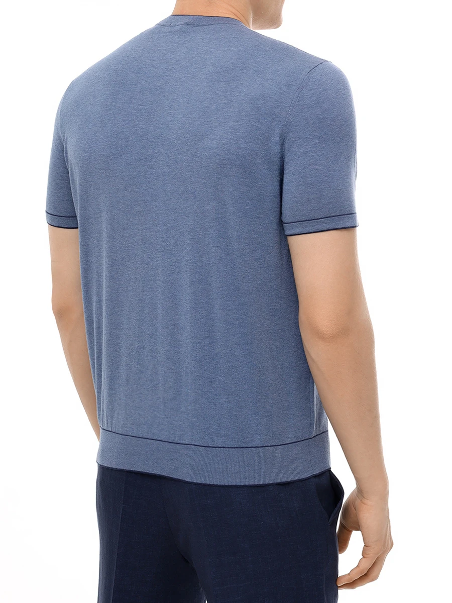 Футболка хлопковая BERTOLO LUXURY MENSWEAR 902204/002056/0381 Синий  Фото 3