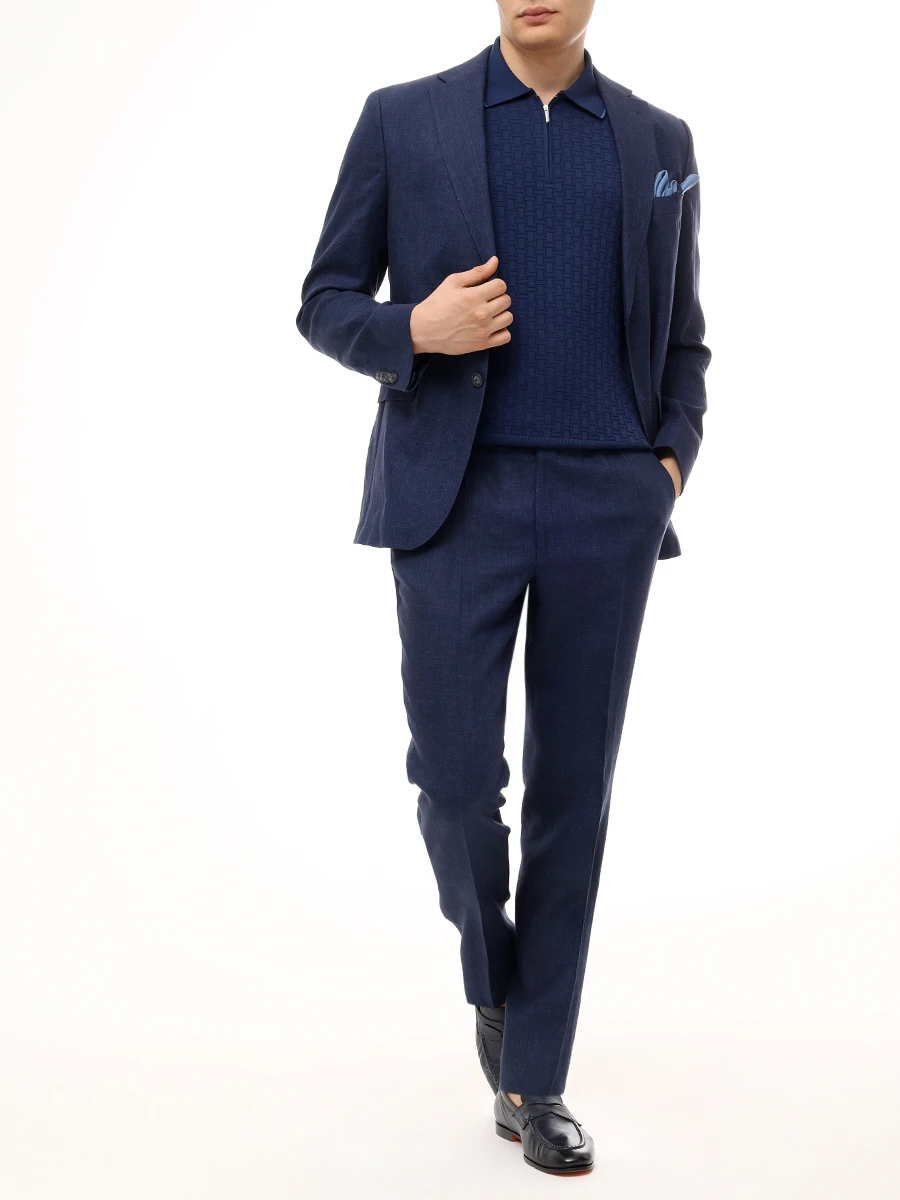 Поло хлопковое BERTOLO LUXURY MENSWEAR 902435/002482/1069 Синий  Фото 2