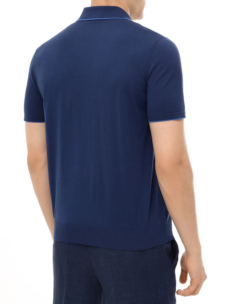 Поло хлопковое BERTOLO LUXURY MENSWEAR 902435/002482/1069 Синий  Фото 3