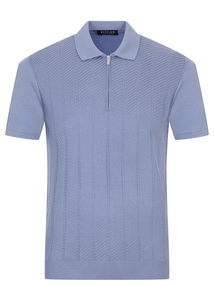 Поло шелковое BERTOLO LUXURY MENSWEAR 902445/002488/0084 Голубой 