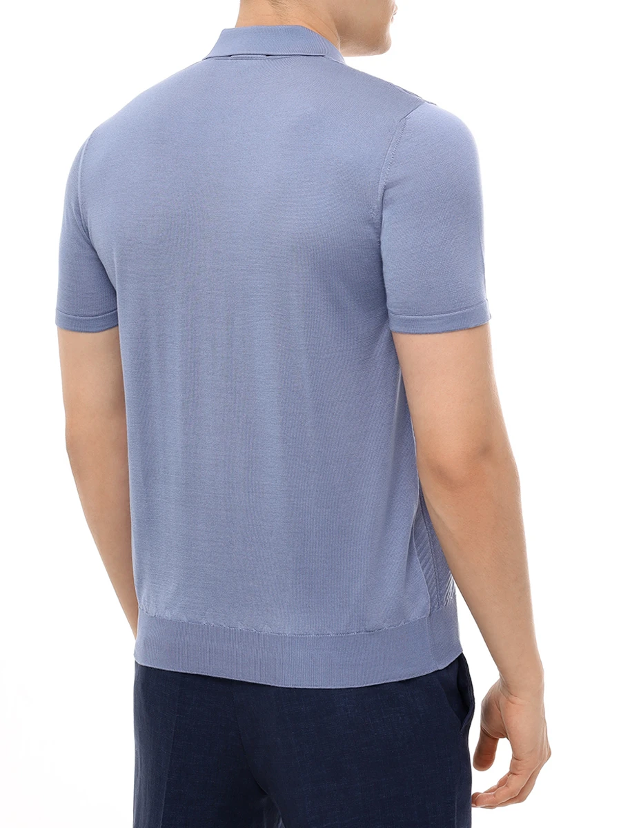 Поло шелковое BERTOLO LUXURY MENSWEAR 902445/002488/0084 Голубой  Фото 3