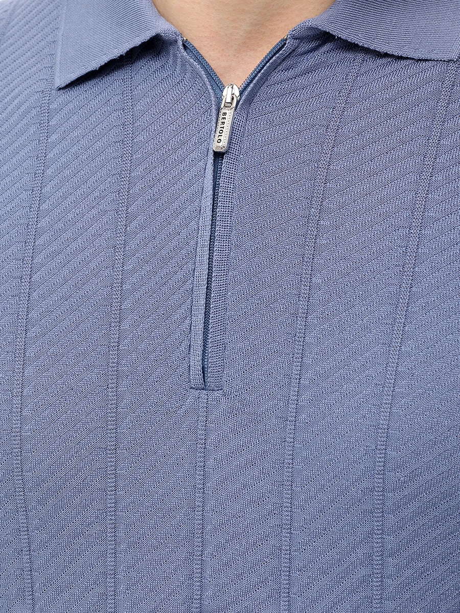 Поло шелковое BERTOLO LUXURY MENSWEAR 902445/002488/0084 Голубой  Фото 5