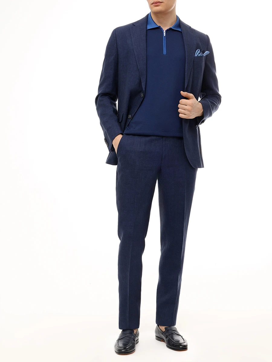 Поло хлопковое BERTOLO LUXURY MENSWEAR 902439/002485/1069 Темно- Синий  Фото 2