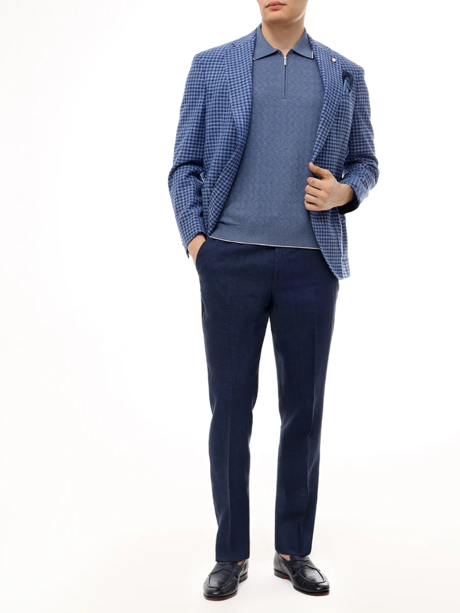 Поло хлопковое BERTOLO LUXURY MENSWEAR 902252/002094/0381 Синий  Фото 2