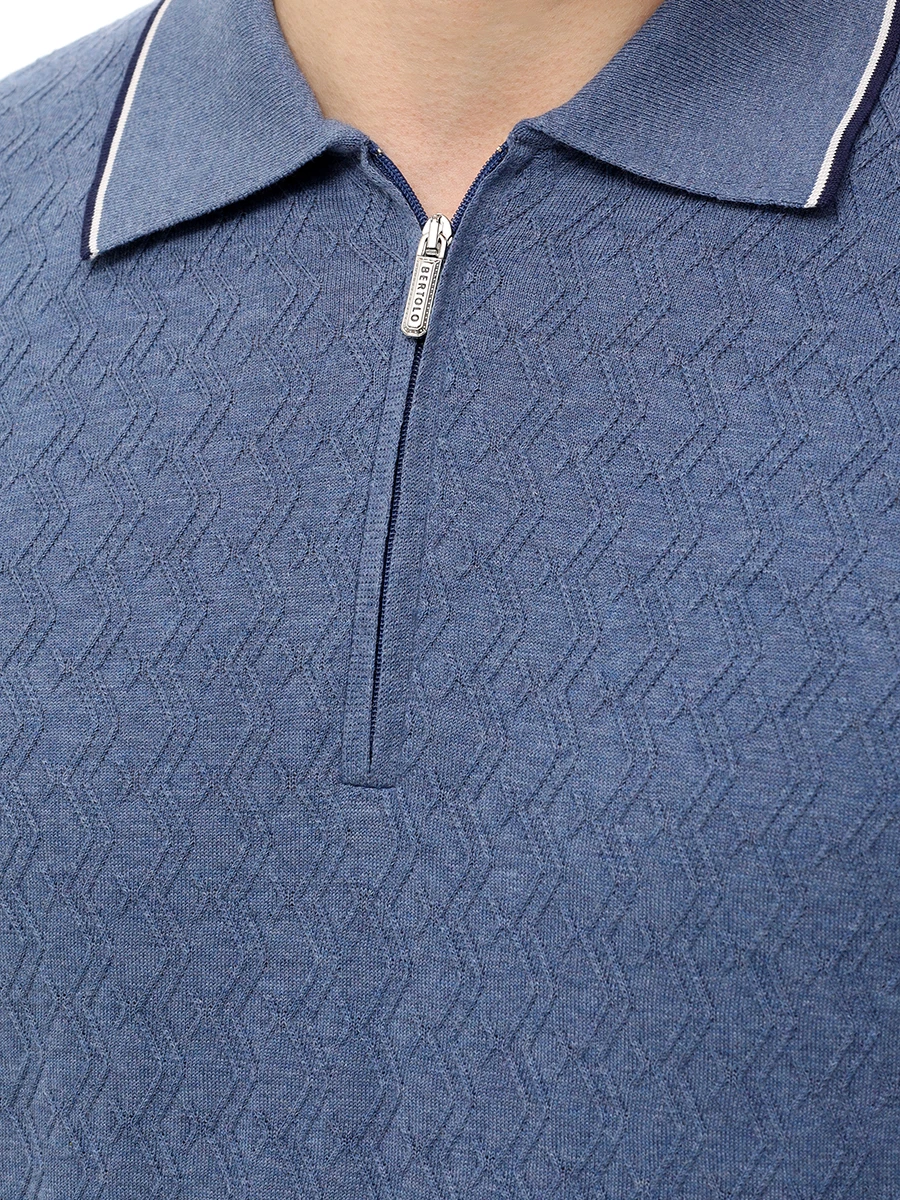Поло хлопковое BERTOLO LUXURY MENSWEAR 902252/002094/0381 Синий  Фото 5