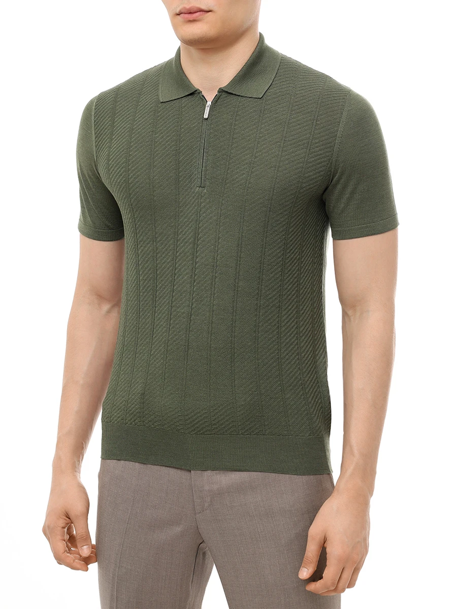 Поло шелковое BERTOLO LUXURY MENSWEAR 902445/002488/0094 Зеленый  Фото 4