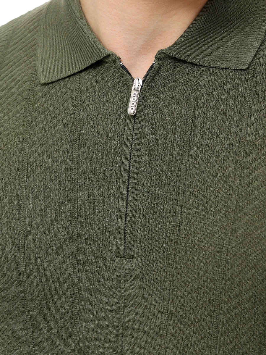 Поло шелковое BERTOLO LUXURY MENSWEAR 902445/002488/0094 Зеленый  Фото 5