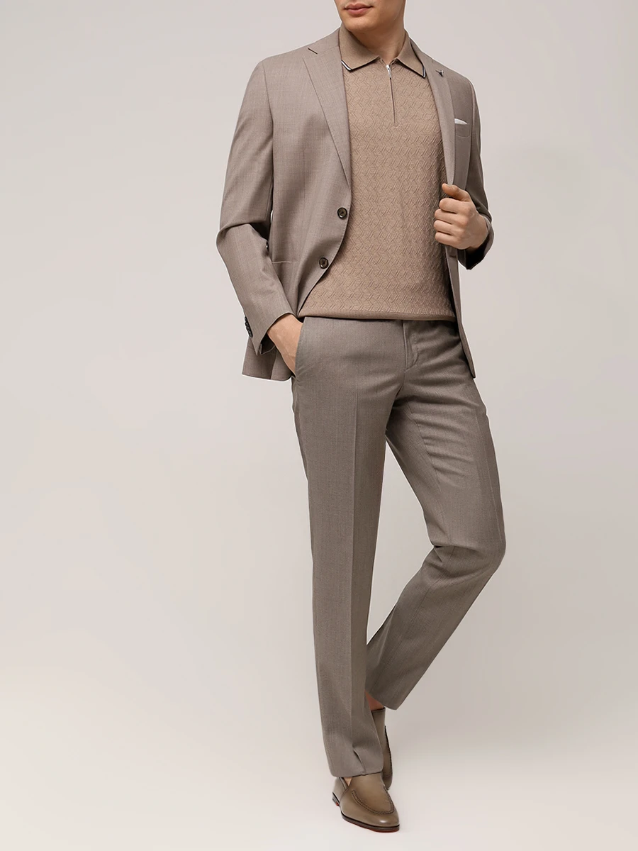 Поло шелковое BERTOLO LUXURY MENSWEAR 902252/002094/0555 Коричневый  Фото 2