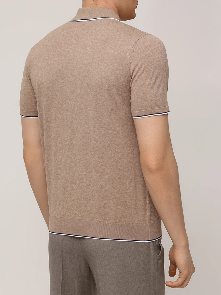 Поло шелковое BERTOLO LUXURY MENSWEAR 902252/002094/0555 Коричневый  Фото 3