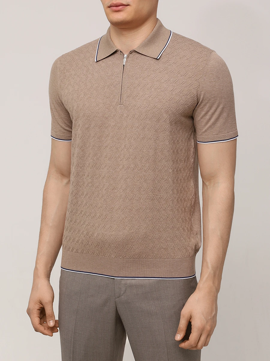 Поло шелковое BERTOLO LUXURY MENSWEAR 902252/002094/0555 Коричневый  Фото 4