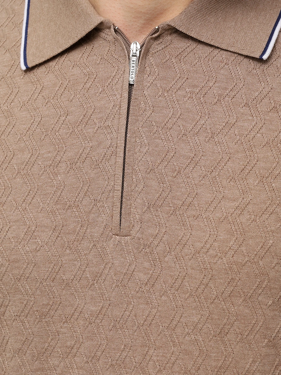 Поло шелковое BERTOLO LUXURY MENSWEAR 902252/002094/0555 Коричневый  Фото 5
