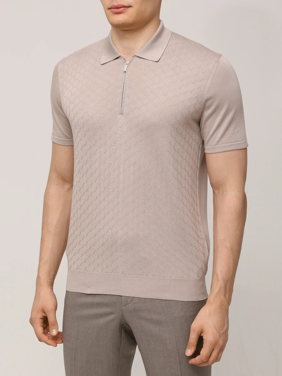 Поло шелковое BERTOLO LUXURY MENSWEAR 902333/002424/0603 Бежевый  Фото 4