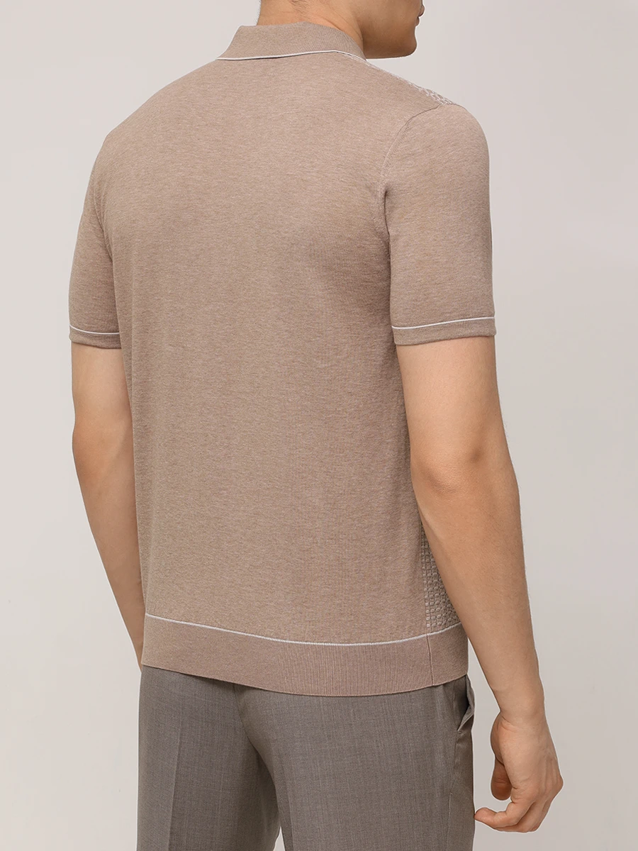 Поло хлопковое BERTOLO LUXURY MENSWEAR 902330/002421/0555 Светло- Коричневый  Фото 3