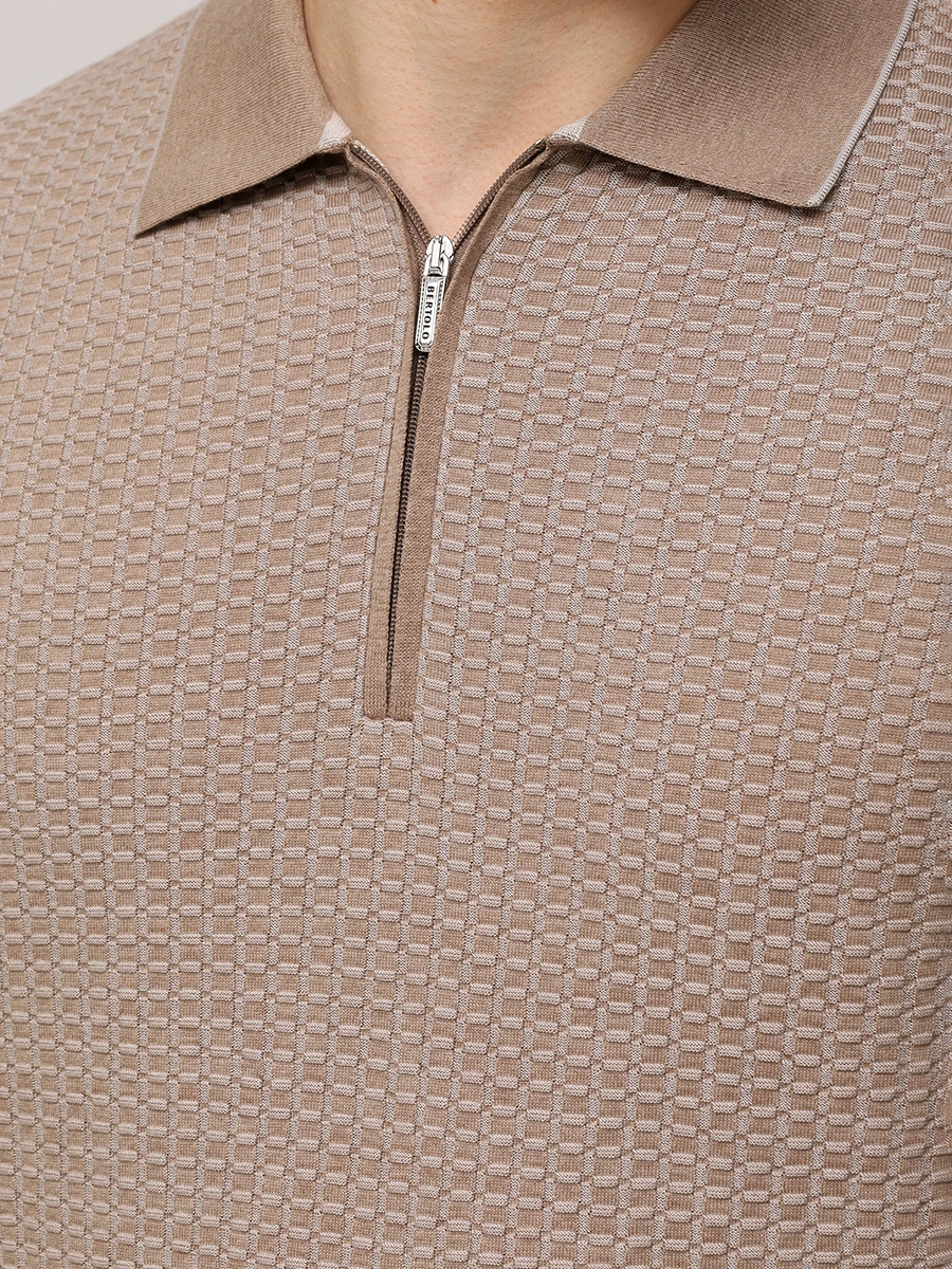 Поло хлопковое BERTOLO LUXURY MENSWEAR 902330/002421/0555 Светло- Коричневый  Фото 5