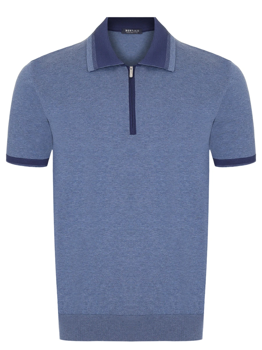 Поло хлопковое BERTOLO LUXURY MENSWEAR 902439/002485/0381 Синий 