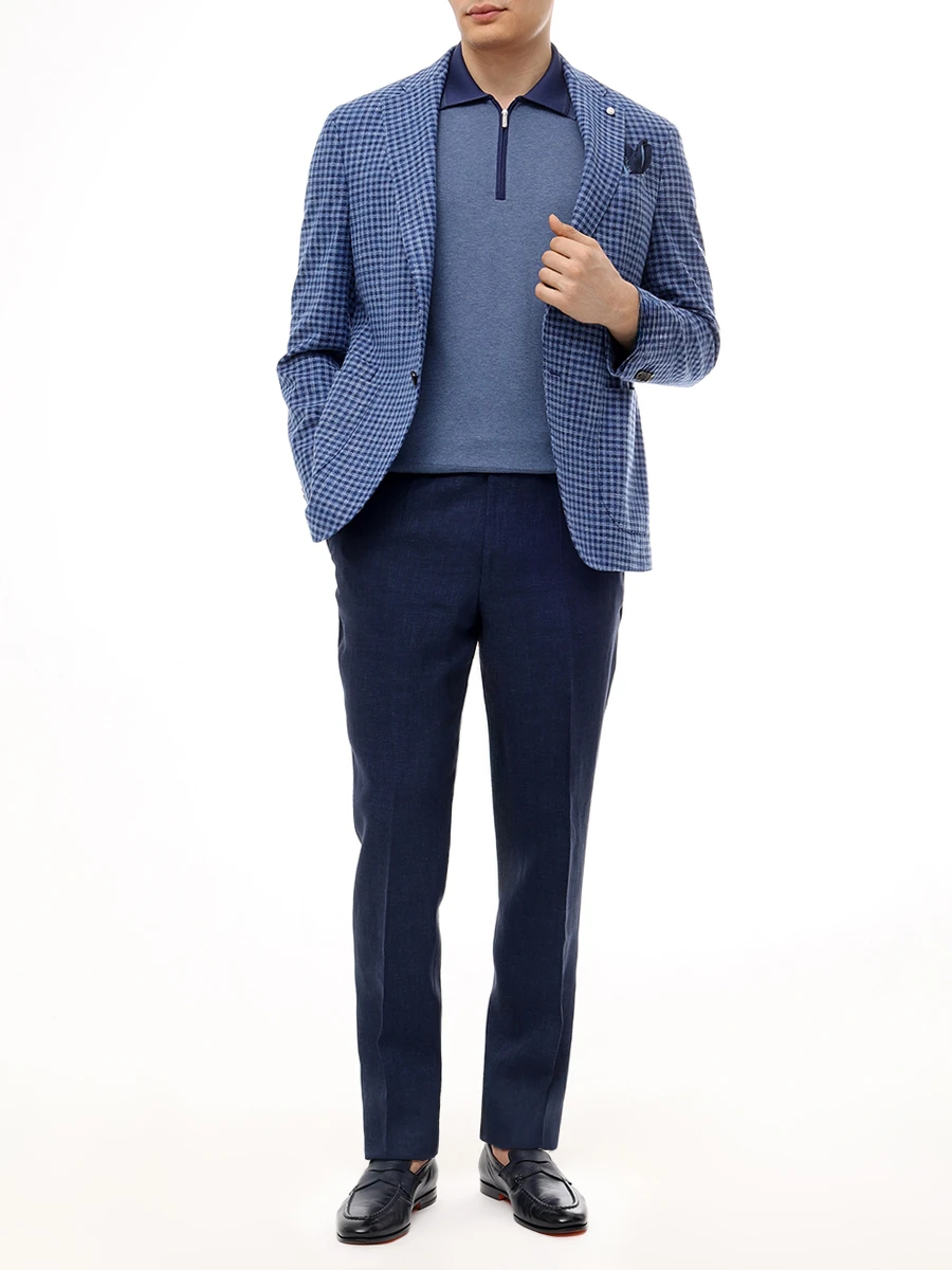 Поло хлопковое BERTOLO LUXURY MENSWEAR 902439/002485/0381 Синий  Фото 2