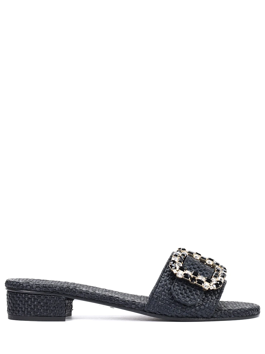 Шлепанцы из экорафии EMANUELA CARUSO CAPRI W03/DT25RAFIA5402NERO Черный 
