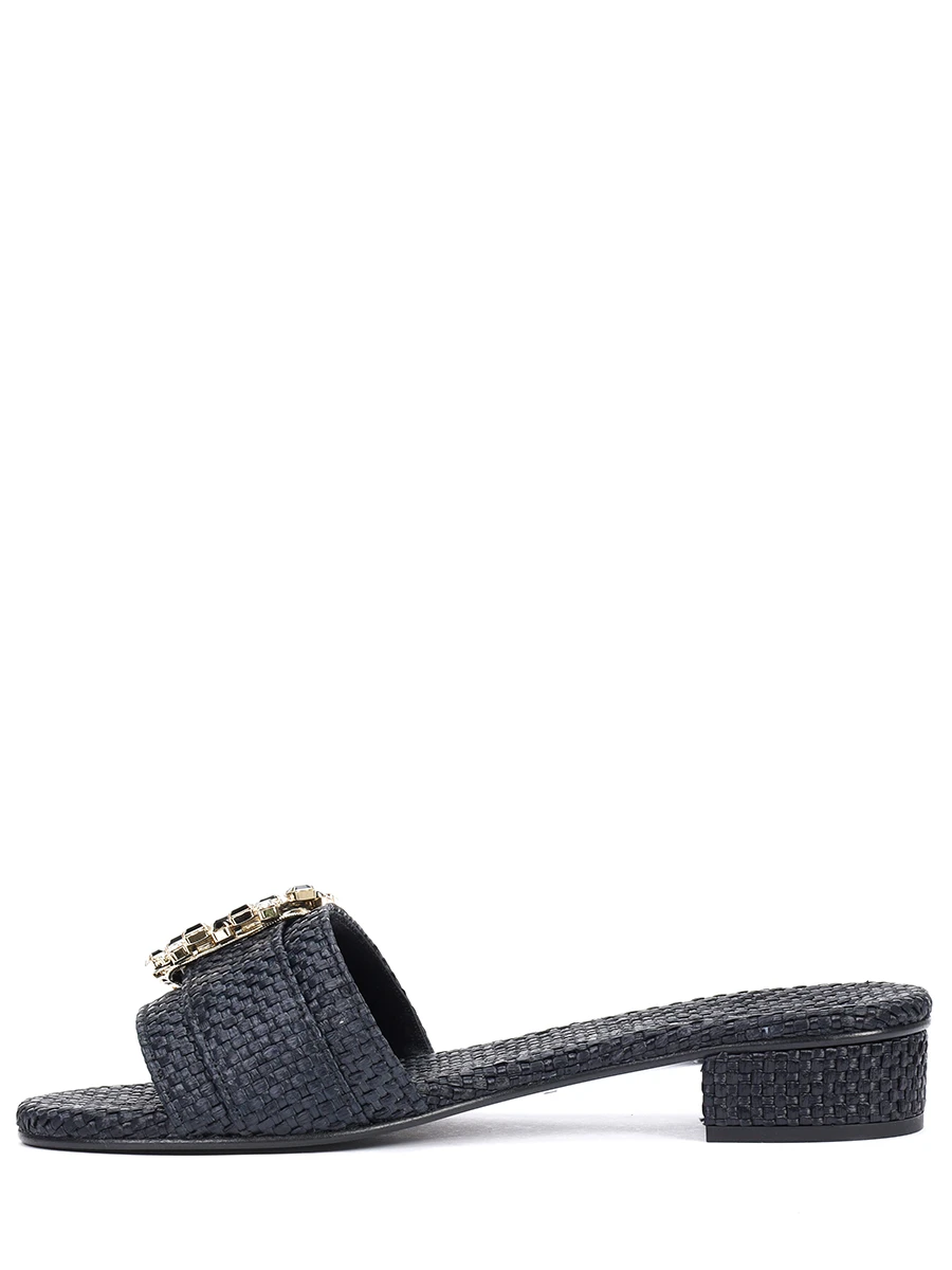 Шлепанцы из экорафии EMANUELA CARUSO CAPRI W03/DT25RAFIA5402NERO Черный  Фото 3