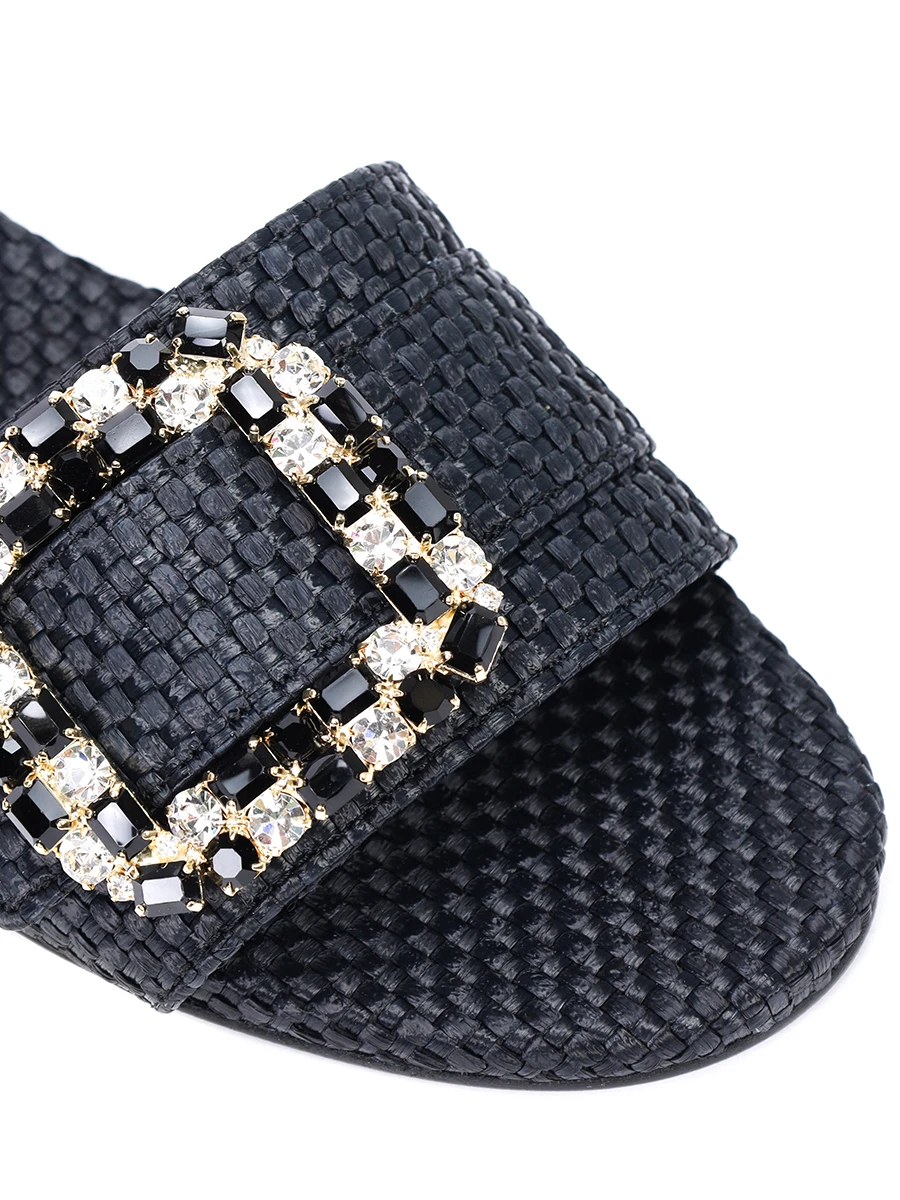 Шлепанцы из экорафии EMANUELA CARUSO CAPRI W03/DT25RAFIA5402NERO Черный  Фото 5