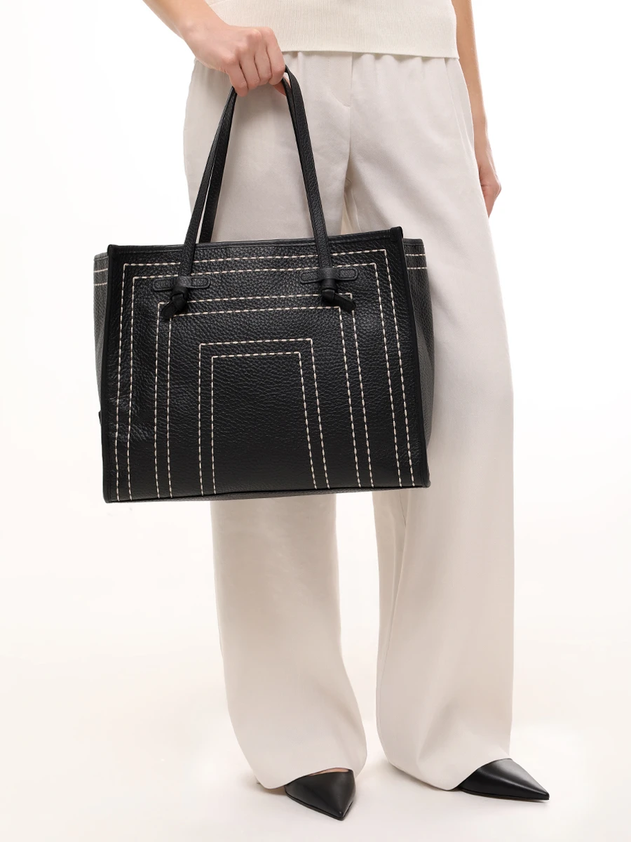 Сумка кожаная Marcella GIANNI CHIARINI BS 11720/232 BLACK-ECRU Черный  Фото 2