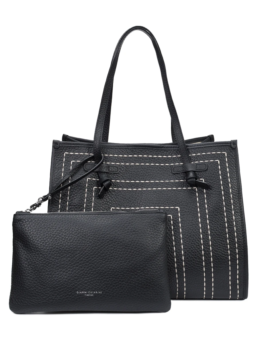 Сумка кожаная Marcella GIANNI CHIARINI BS 11720/232 BLACK-ECRU Черный  Фото 3