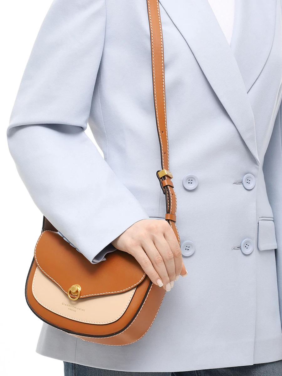 Сумка кожаная Isa GIANNI CHIARINI BS 11426/13967 CARAMEL-CREAM Коричневый  Фото 2