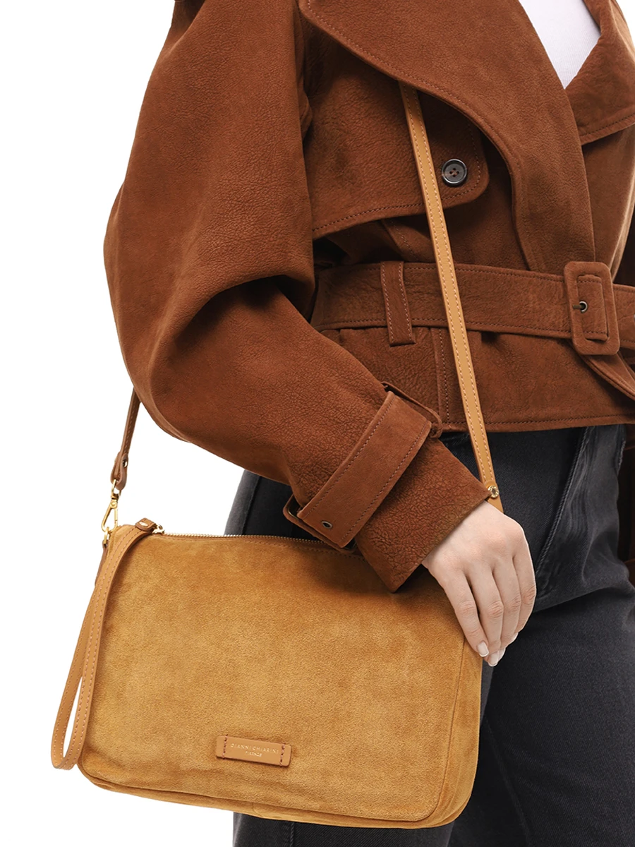 Сумка замшевая Nora GIANNI CHIARINI BS 10225/13956 peanut butter Коричневый  Фото 2