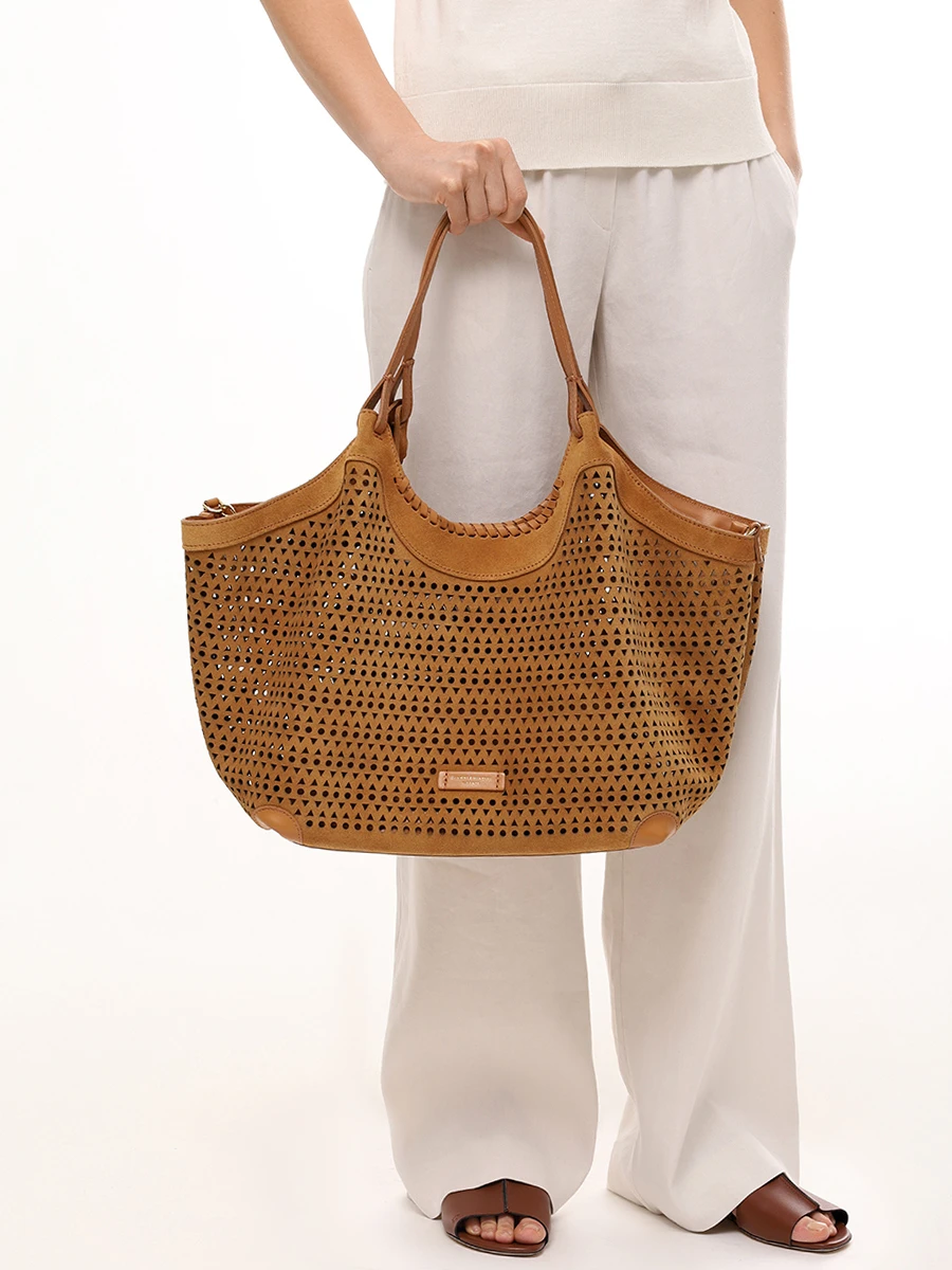 Сумка замшевая Dua GIANNI CHIARINI BS 11682/13956 peanut butter Коричневый  Фото 2