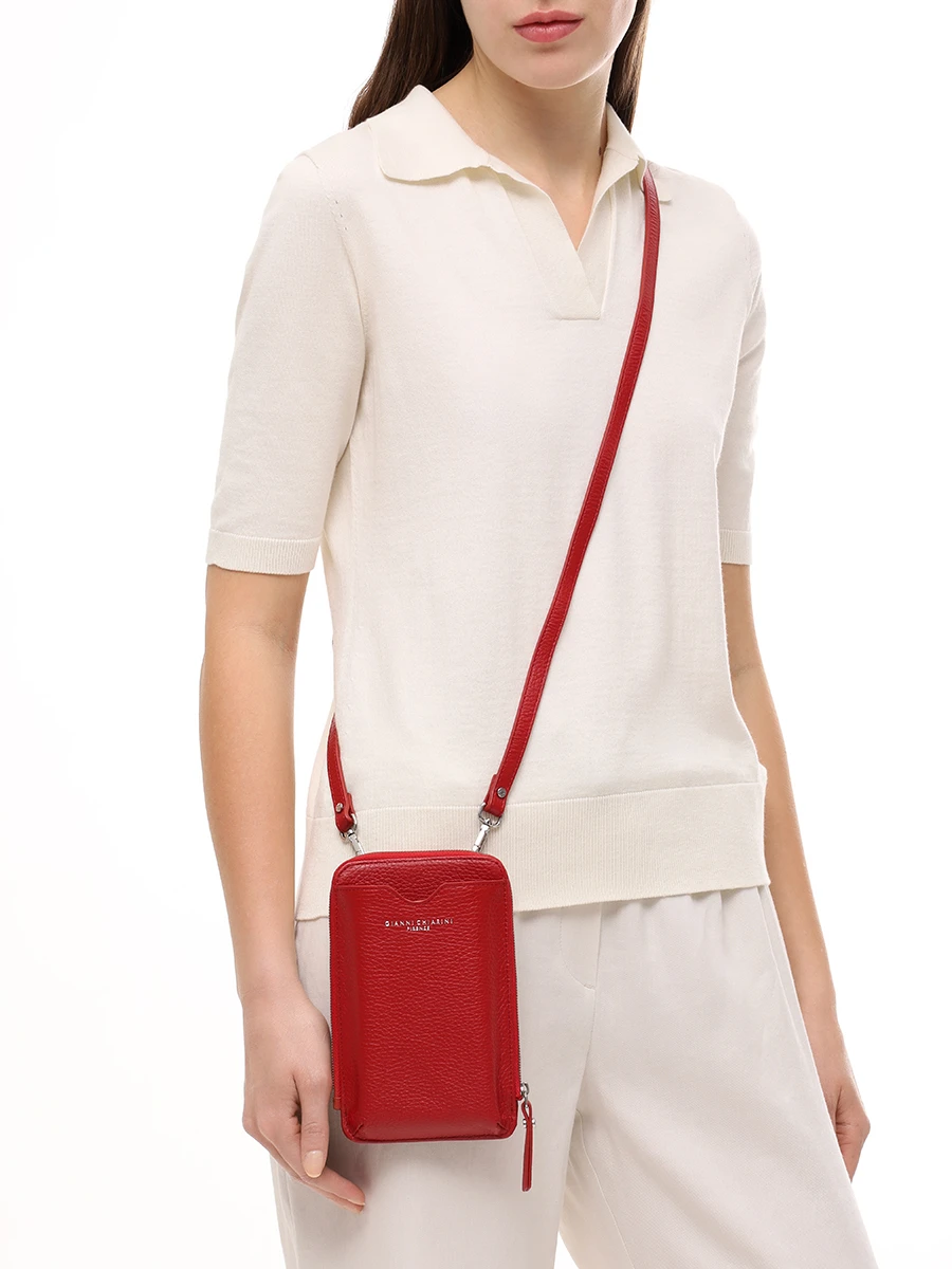 Сумка кожаная GIANNI CHIARINI PF W5090/447 CHERRY Красный  Фото 2